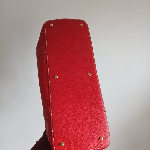 Dooney and Bourke-Red Leather-Vintage-Large Dome Satchel with matching wristlet - Picture 10 of 16